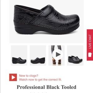 Dansko black tooled clog
